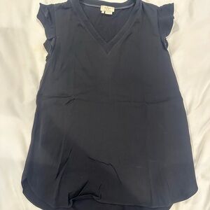 Kate Spade Women's Black Crepe Ruffle Sleeve Top